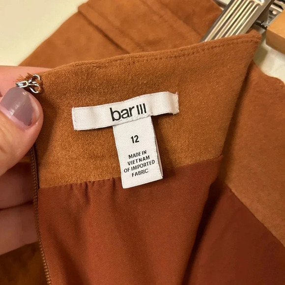 Bar III Faux Suede Mini Skirt Brown Camel Size 12 - Picture 4 of 5